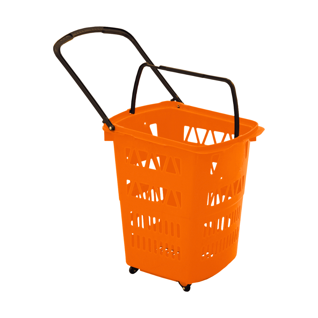 cesta 2010 de 68 litros naranja con asas negras de plasticos fleta
